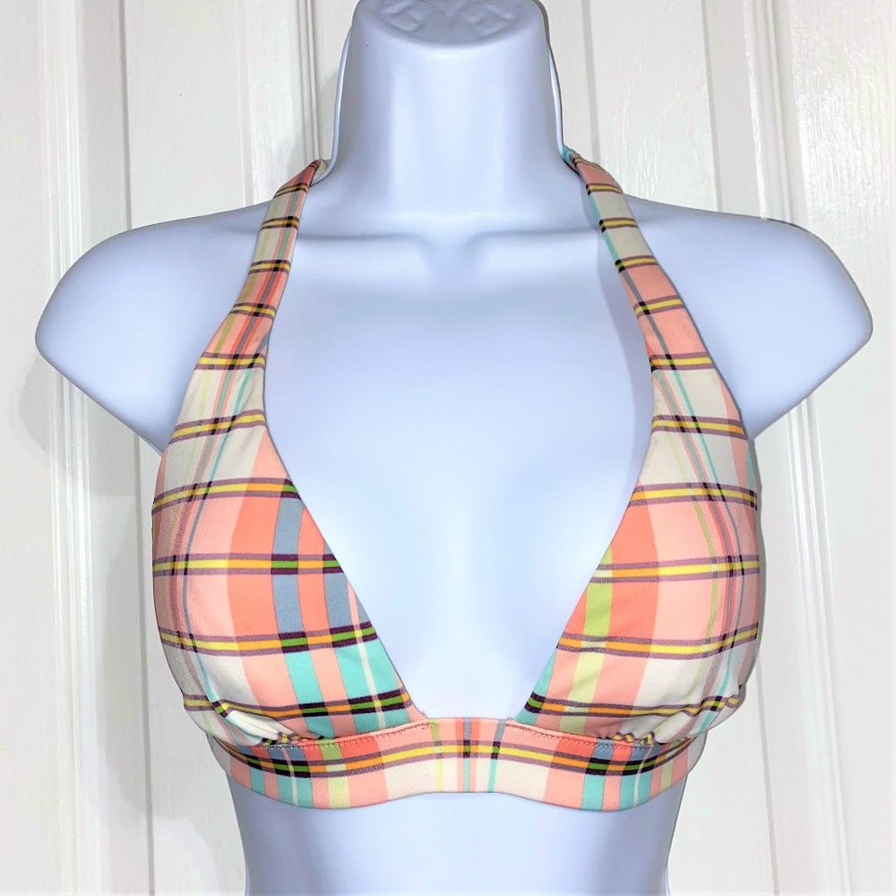 Victoria Secret Plaid Halter Bikini Top Size M